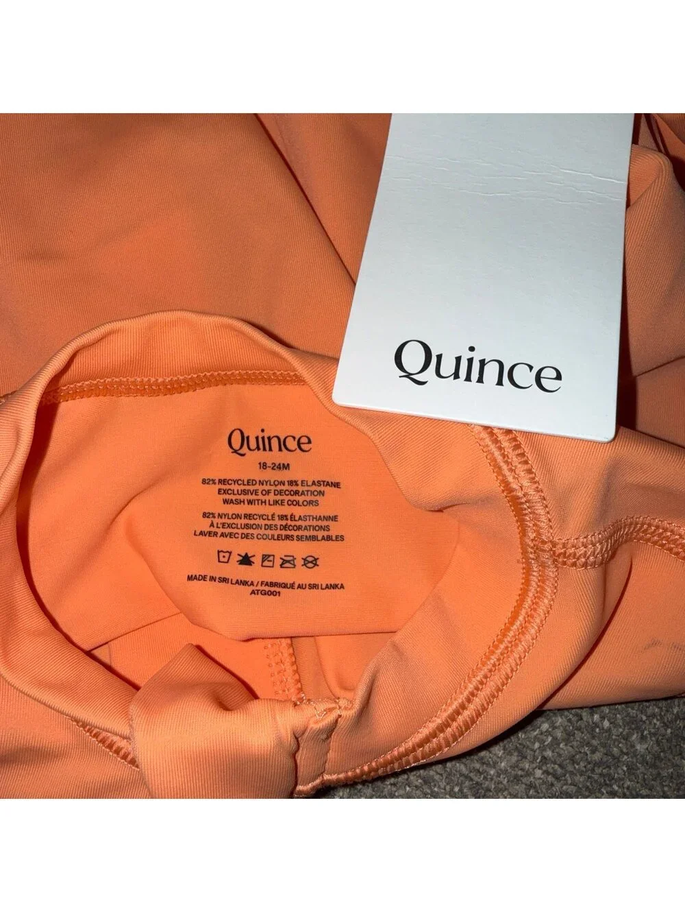 Quince Kids Rash Guard Swim Top‎ 18-24M Peach Orange Half Zip UPF NWT